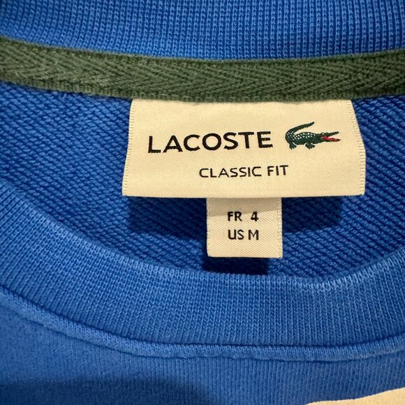 NWOT - Lacoste Classic Fit Contrast Lettering Cotton Sweatshirt Blue - Med - Picture 6 of 7